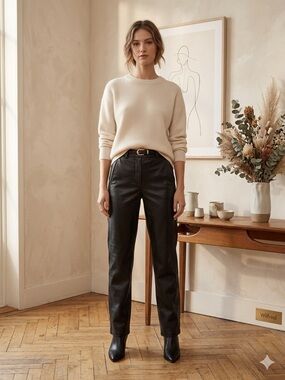 Aritzia Wilfred Free Vegan Leather Pants Black Size 2 Full Length 29" Inseam